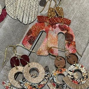 THREE PAIRS Fall themed handmade earrings. Hypoallergenic non-tarnish hardware.